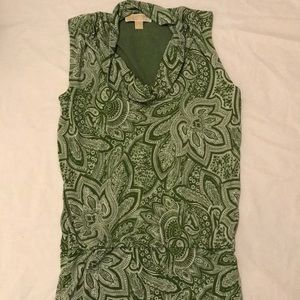 Michael Kors Green Paisley Drop Waist Dress